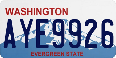 WA license plate AYE9926