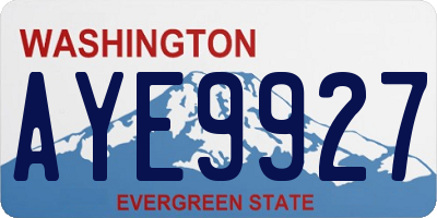 WA license plate AYE9927