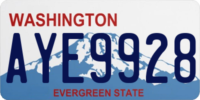 WA license plate AYE9928