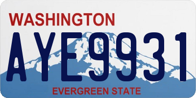 WA license plate AYE9931