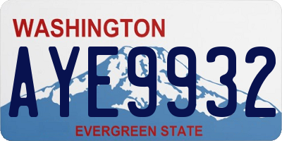 WA license plate AYE9932