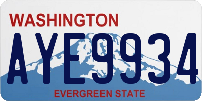 WA license plate AYE9934
