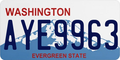 WA license plate AYE9963
