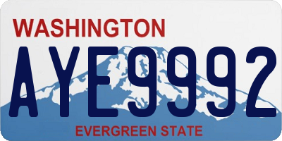 WA license plate AYE9992