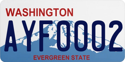 WA license plate AYF0002