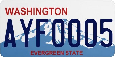 WA license plate AYF0005