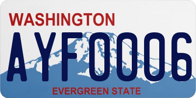 WA license plate AYF0006