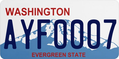 WA license plate AYF0007