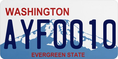 WA license plate AYF0010