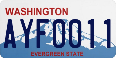 WA license plate AYF0011