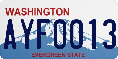 WA license plate AYF0013