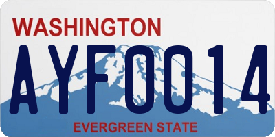 WA license plate AYF0014