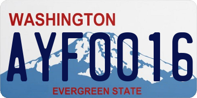 WA license plate AYF0016