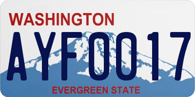 WA license plate AYF0017