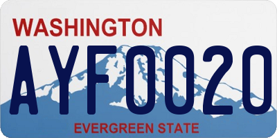 WA license plate AYF0020