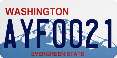 WA license plate AYF0021