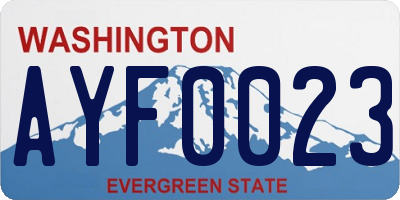 WA license plate AYF0023