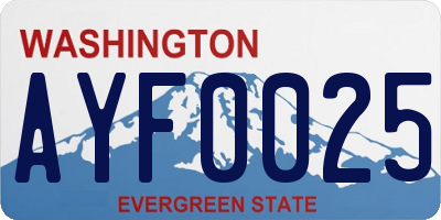 WA license plate AYF0025