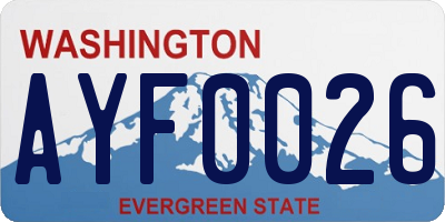 WA license plate AYF0026