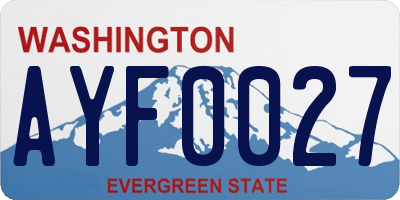 WA license plate AYF0027