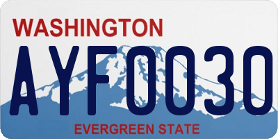 WA license plate AYF0030