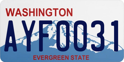 WA license plate AYF0031