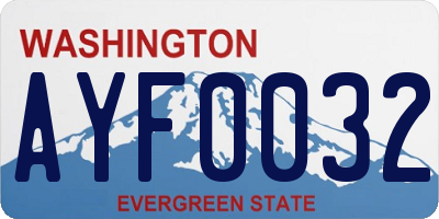 WA license plate AYF0032