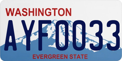 WA license plate AYF0033