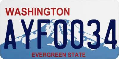 WA license plate AYF0034