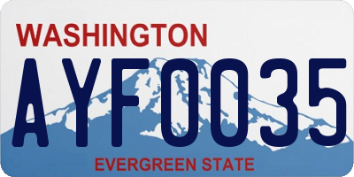 WA license plate AYF0035