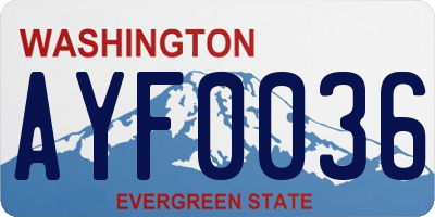 WA license plate AYF0036