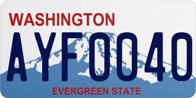 WA license plate AYF0040