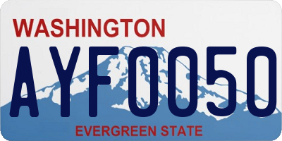WA license plate AYF0050