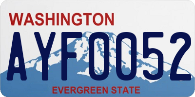 WA license plate AYF0052