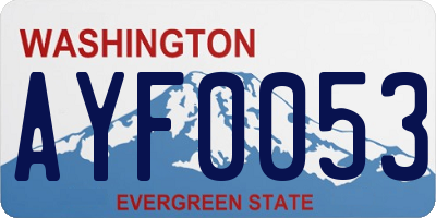 WA license plate AYF0053