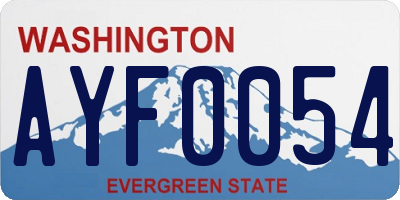 WA license plate AYF0054