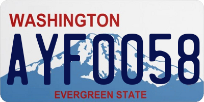 WA license plate AYF0058