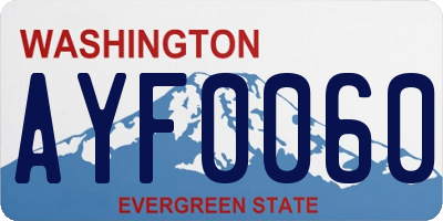 WA license plate AYF0060
