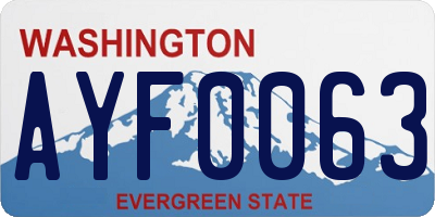 WA license plate AYF0063