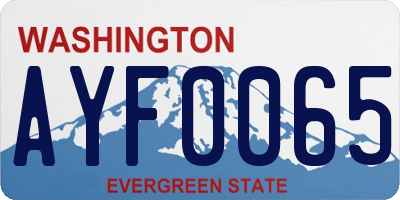 WA license plate AYF0065