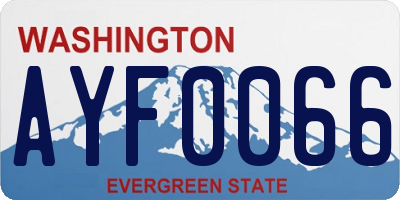 WA license plate AYF0066