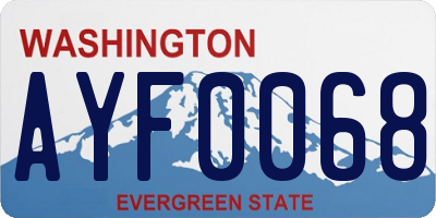 WA license plate AYF0068