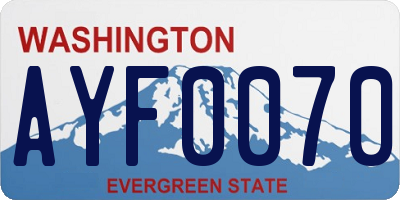 WA license plate AYF0070
