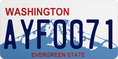 WA license plate AYF0071