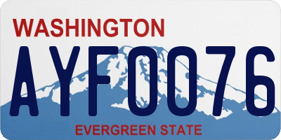 WA license plate AYF0076