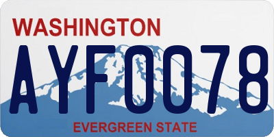 WA license plate AYF0078