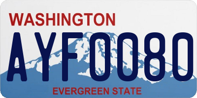 WA license plate AYF0080