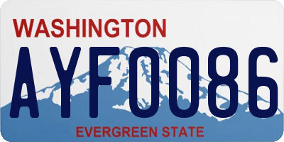 WA license plate AYF0086