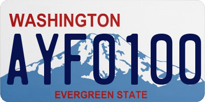 WA license plate AYF0100