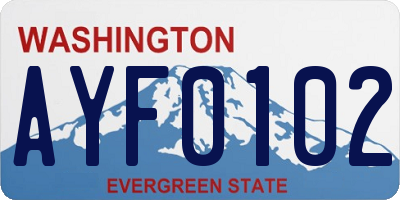 WA license plate AYF0102
